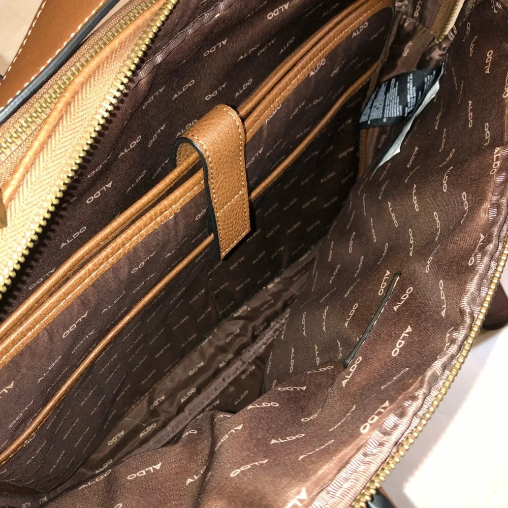 Brown Faux Leather Messenger Bag